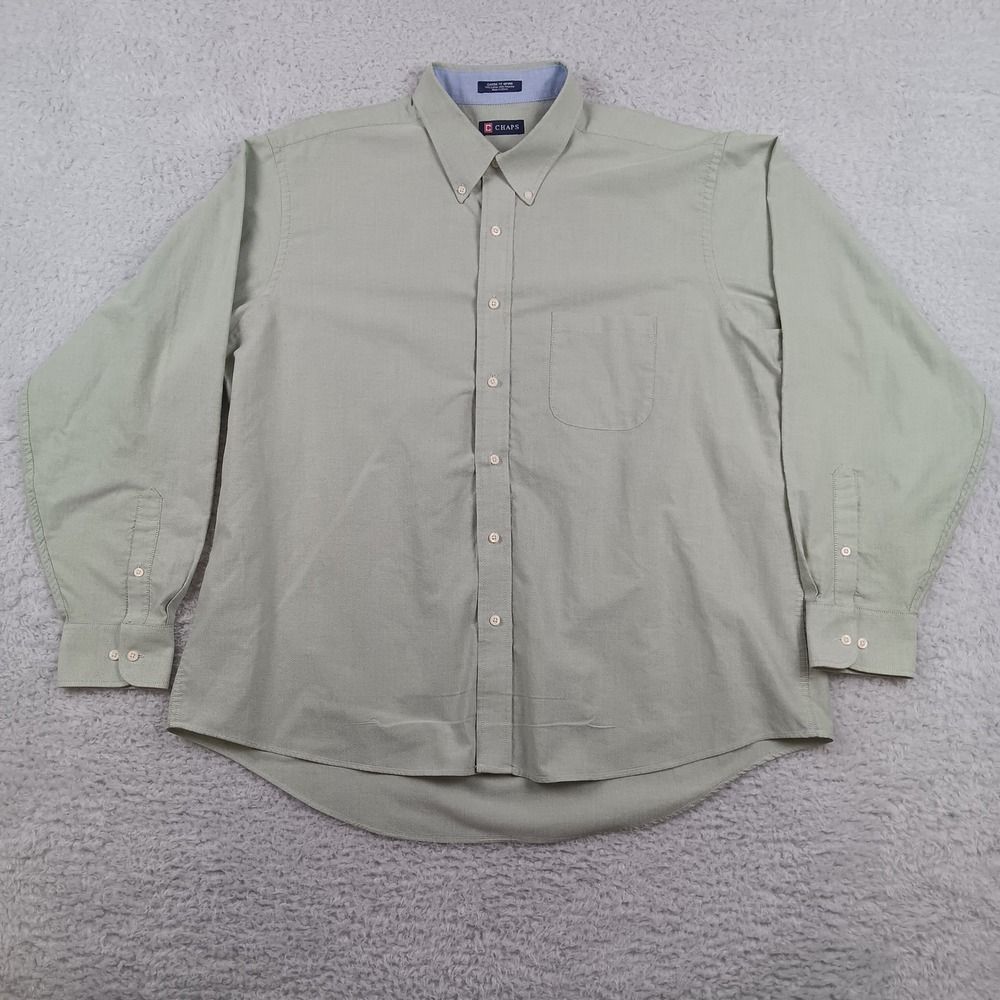 Chaps Button Up Classic Fit Oxford Mens 18-18.5 36/37 Sage Green 25W0315311